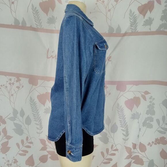 Cavalini denim collection button down shirt size Small - Picture 3 of 10